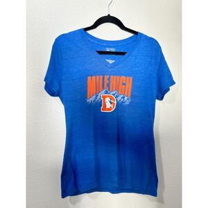 NFL Proline Women's Heathered Royal Denver Broncos V-Neck T-Shirt Size Large